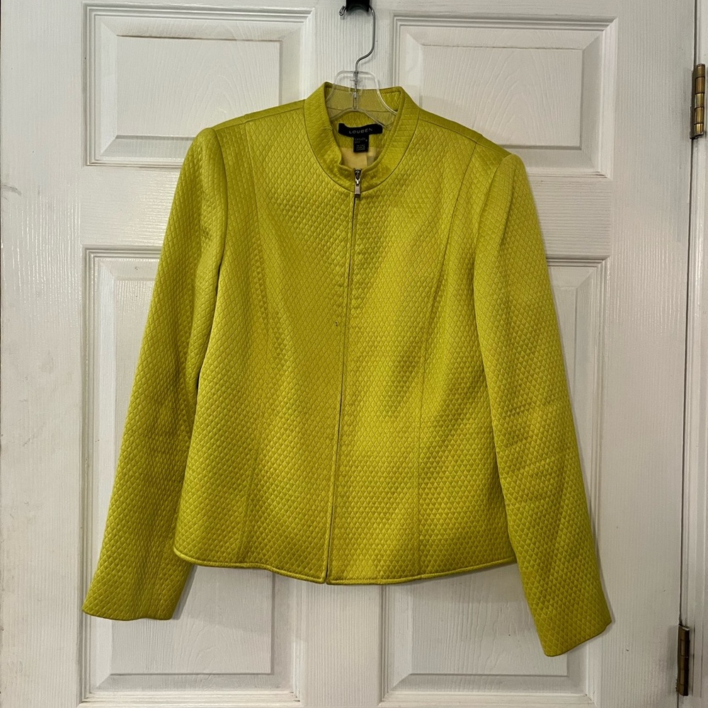 Vintage Louben Quilted Zip-Up Structured Jacket Blazer - Chartreuse